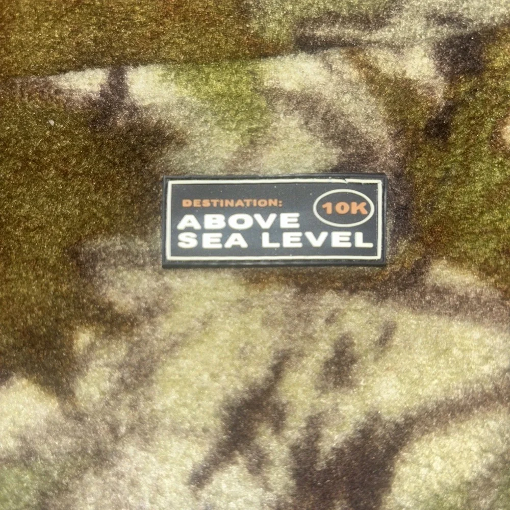 Above Sea Level 10K Mens Camo Leaf Print Fleece Full Zip Jacket Green Brown M